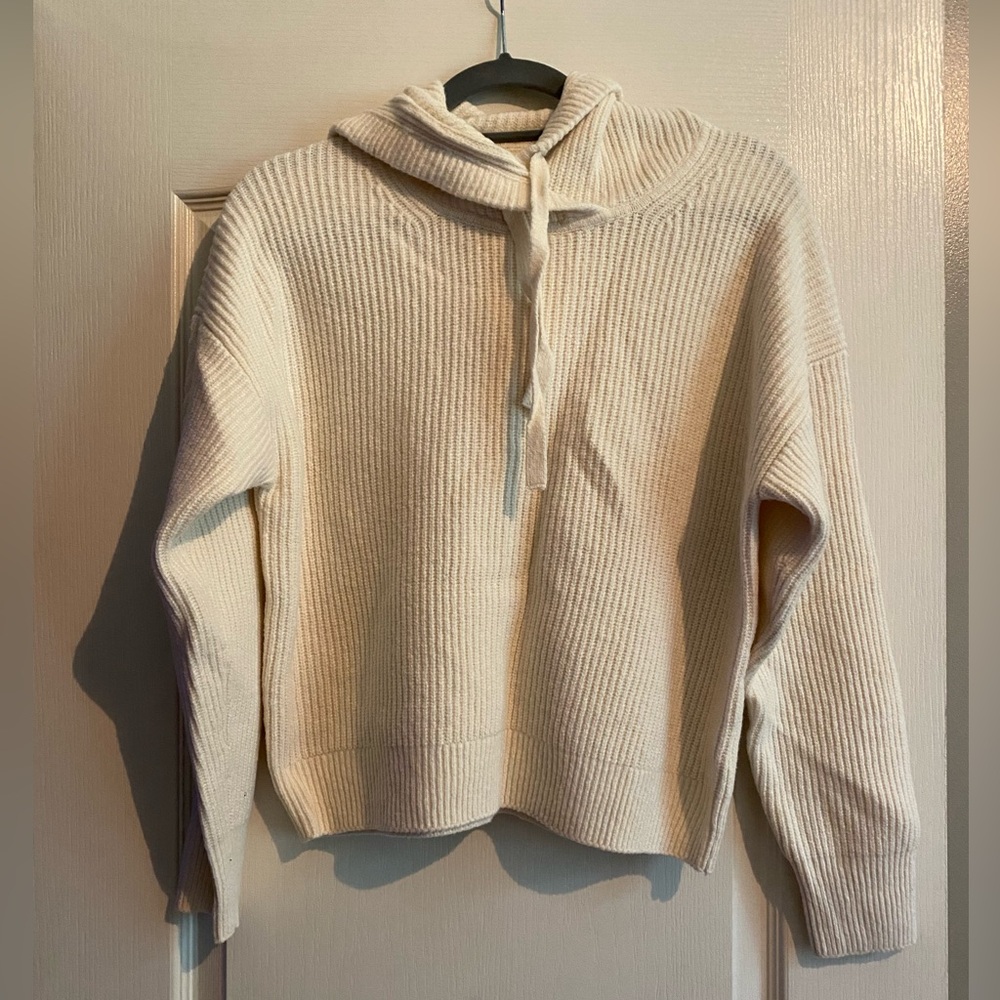 GAP Ivory Ribbed Knit Hoodie